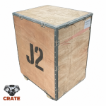 Wooden delivery crate labelled J2 for the Kia diesel replacement engine